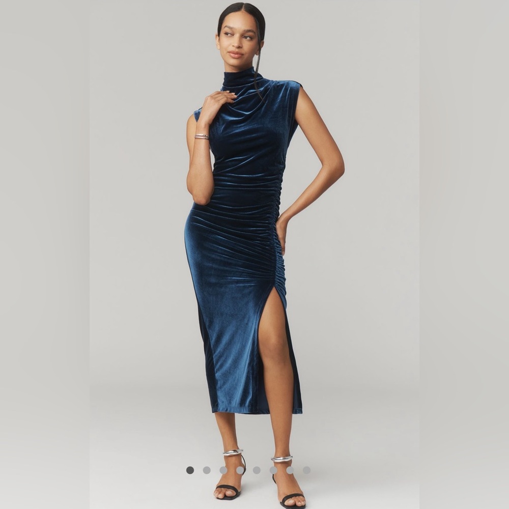 Anthropologie Maya Ruched Cowl-Neck Dress- Stretch Velvet Edition. NWT